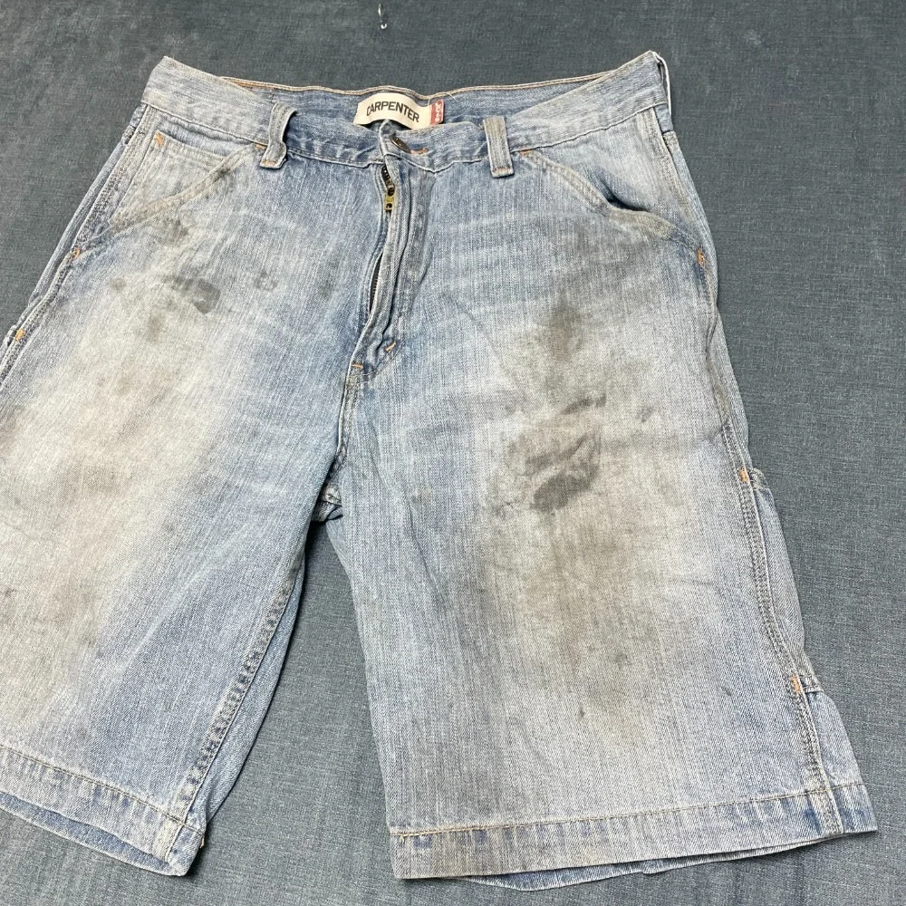 Levi's Carpenter Shorts Mens 35 Blue Denim Straight Leg Workwear Mid Rise Summer
